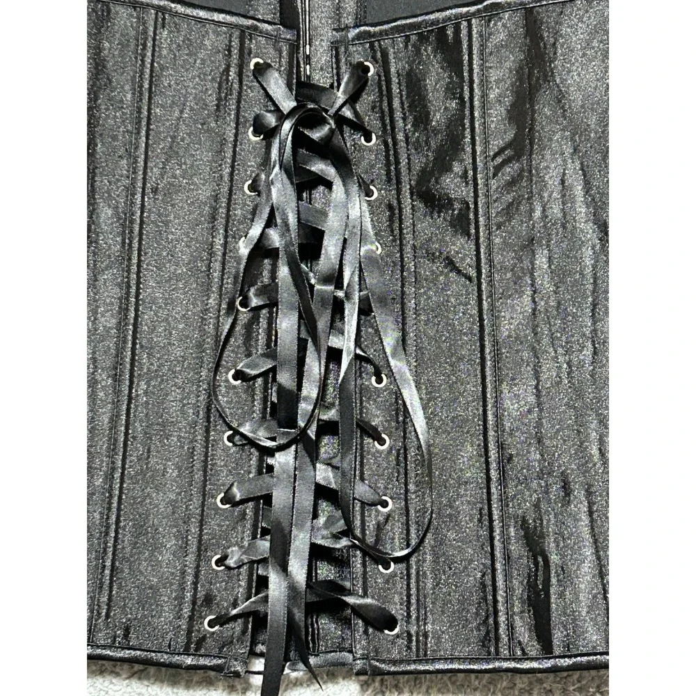 Daisy Corsets Black Satin Lace Up Back & Clasp Up Front Corset SIZE 6XL‎ NEW